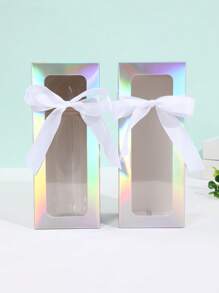 10 stuks papieren geschenkverpakkingsdoos met lint, laserzilveren ontwerp displaydoos met PVC helder venster, verjaardag bruiloft evenement feest geschenkdoos, bruiloft banket verpakking geschenkdoos, bruiloft decoratie, bruidsdouche, bruiloft verjaardag bruidsmeisjes tassen, feestgunst, geschenkverpakking