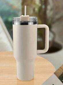 Tasse isotherme personnalisée de 1200 ml / 40 oz, bouteille d'eau en acier inoxydable, tasses à café avec anse, boissons isothermes pour l'extérieur, mug isotherme pour voiture à double paroi, couvercle avec paille en acier inoxydable