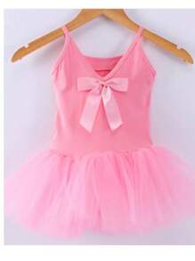 Girls Ballet Tutu Dress With Short Sleeve, Suitable For Practice, Exam And Chinese Classical Dance
