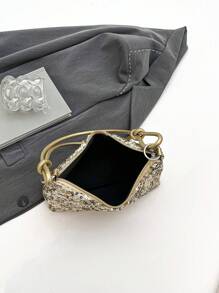 1 件金色新月设计 PVC 闪光斜挎包，适合女士 - 金色 - 查看 5