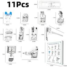 11Pcs Sewing Machine Presser Feet Set For Low Shank Sewing Machine Brother Singer Janome Babylock Kenmore Euro-Pro White Juki New Home Sewing Machines - Silver - View 2