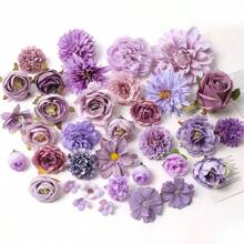 Purple Artificial Flowers Head For Wedding Decoration Fake Flower Home Decor Birthday Party DIY Bouquet Garland Gift Accessories