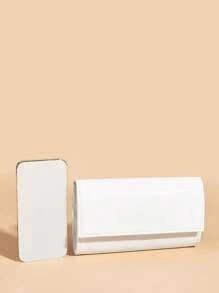 优雅、精致、低调奢华，时尚奢华纯色漆皮手拿包，方便携带，时尚PU材质，适合女性，可用于婚礼、派对、舞会、盛会和其他场合。 - 白色 - 查看 6