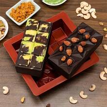 1 pièce Moule à barres de chocolat en silicone extra profond - Grand design de pistache de Dubaï pour les barres fourrées, outil de cuisson de cuisine