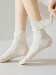 1 para miękkich białych skarpetek do połowy łydki dla kobiet, cienkie i modne skarpetki sportowe, skarpetki do kolan, skarpetki unisex dla par, podwójnie tkane, całoroczne
