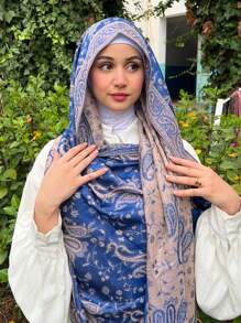 1 件女士波西米亚风格复古佩斯利图案提花围巾，披肩百搭适合日常穿着