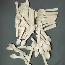 50/100/200 一套由材料制成的小木勺，每把尺寸为 11 厘米/4.33 英寸。非常适合甜点、冰淇淋、蛋糕、派对、毕业典礼、生日、婚礼和露营。 - 米色 - 查看 6