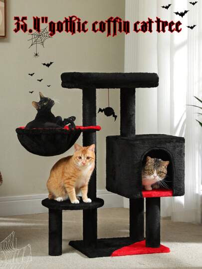 PAWZ Road 90cm Cactus Cat Tree, Cute Cat Tower Cat Condo For Indoor Cats Large Padded Perch, Comfy Hammock, Cat Scratching Post, And Dangling Ball, For Small-Medium Cats
