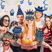 36 Pcs Birthday Photo Booth Props Blue Birthday Photo Booth Props Birthday Party Selfie Props Party Photo Booth Props Birthday Decorations Backdrop Decorations Birthday Props For Photography - Royal Blue - View 5