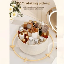 Soporte giratorio de lujo para almacenamiento de brochas de maquillaje, organizador de escritorio de plástico para el hogar y el dormitorio - Multicolor - Ver 3