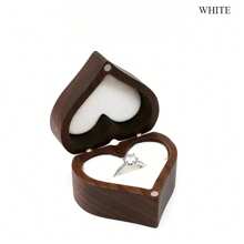Caja de joyería con grabado personalizado, Caja de anillo con corazón grabado personalizado - Ranura sencilla y doble para el compromiso - Caja de anillo de boda personalizada - Regalo para dama de honor - Organizador de joyas de madera - Caja para portar el anillo - Soporte para caja de anillo - Cubierta de madera maciza - Ver 14