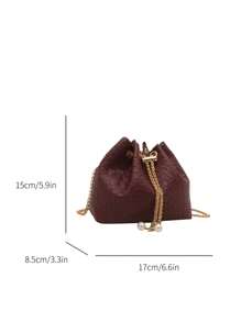 Bolso de hombro cruzado en forma de cubo mini con correa de cadena de unicolor a la moda - Rojo - Ver 7