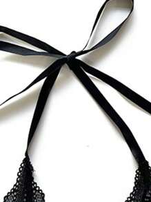 Comfortable Sleepwear, Solid Color Mesh Seductive Backless Strap Dress,Sexy Lingerie - Black - View 5