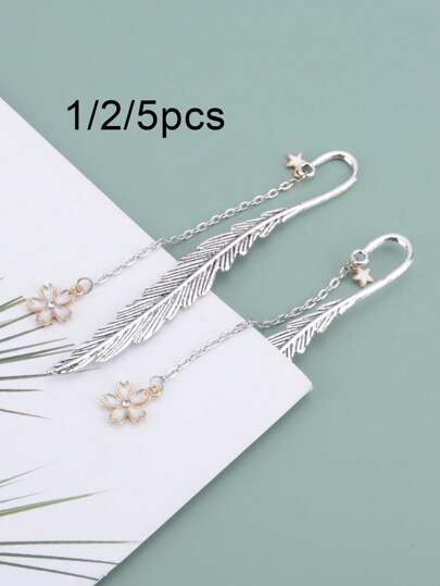 1/2/5pcs Metal Pendant Bookmarks, Suitable As Gifts,School Supplies,Back To School