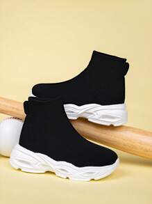 Nuove sneaker casual per bambini leggere e traspiranti in in rete, con suola morbida, slip-on, scarpe da sport all'aperto, versatili per tutte le stagioni - Bianco e nero - Visualizzare 7