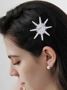 2 件/4 件时尚简约星星和月亮发夹，优雅水钻装饰婚礼派对发饰，发夹和刘海夹 - 彩色 - 查看 5