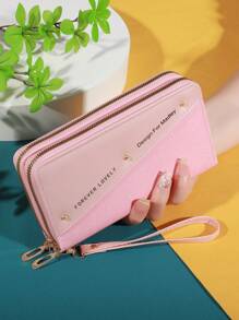 彩色闪光手拿包 女士 零钱包 带卡槽 双拉链 卡包 & 手机夹 钱包 钱包 长款钱包 钱包 腕包 - 彩色 - 查看 13