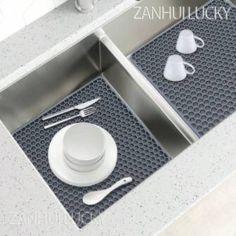 Alfombra de silicona para fregadero, protectores de fregadero para la parte inferior del fregadero de cocina, accesorio de fregadero de cocina, tapetes resistentes al calor para secar platos