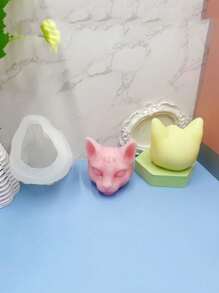 1 件三眼猫形硅胶蜡烛模具 - 白色矽膠模具 - 查看 3