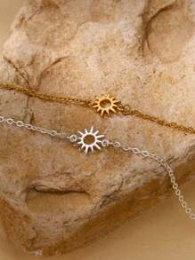 1PC Stainless Steel Sun Hollow Anklet For Women Girls Minimalist Fashion Waterproof Foot Chain Jewelry Beach Party Gift Sunflower Anklets