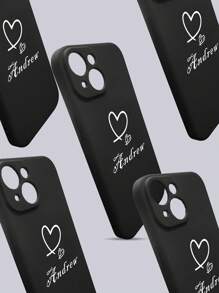Coque de téléphone personnalisée, coque de téléphone personnalisée avec nom, coque de téléphone avec initiale, coque de téléphone en silicone personnalisable, coque de téléphone personnalisée avec nom en forme de cœur, compatible avec les coques de téléphone , Apple, Galaxy, compatible avec 16, 16 Pro Max, 16 Pro, 16 Plus