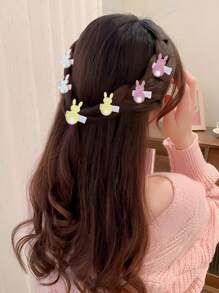 6 chiếc kẹp tóc nhiều màu sắc lấp lánh, thích hợp cho bé gái, kẹp tóc trang trí hình thỏ Phục Sinh, phụ kiện kẹp tóc cá sấu thời trang, quà tặng dự tiệc cho bé gái. - kẹp tóc - Xem 4