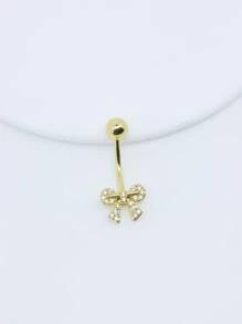 1 件装心形蝴蝶结形锆石肚脐环肚脐环肚脐钉 14G 圆杆穿孔首饰女士 - 蝴蝶結 心 - 查看 14