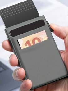 防盗刷铝合金信用卡夹卡包钱包迷你钱包女士生日情人节父亲节礼物旅行返校男士钱包迷你钱包钱包钱包射频识别钱包卡钱包 - 灰色 - 查看 2