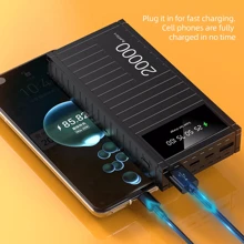 Power Bank Pack 20000mAh External Battery Fast Charger 2 USB For Mobile Phone UK For Apple IPhone, IPad, Android Phone, Gifts For Family, Friends, Birthday, Winter, Valentines, Easter Suitable For Outdoor Play, Shopping, Traveling, Portable Power Supply Super Fast Charging, Display Battery Level, Portable Charger Devices With USB And Type-C Ports, Safe And Stable Polymer Lithium Battery - Black - View 4