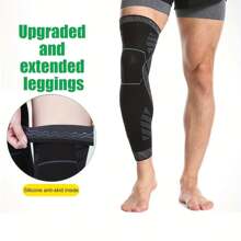 1 Manica compressiva lunga per ginocchio con compressione totale della gamba e supporto per il ginocchio, adatta per uomini e donne, basket, ciclismo, calcio, corsa, accessori palestra, ginocchiere sportive, ginocchiere da palestra