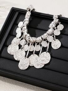 1 Pc Novo Estilo Vintage Europeu e Americano Assimétrico Metal Pingente Colar, Jóias de Alta Qualidade Para Mulheres - colar - Ver 8