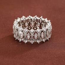 1 pièce Bague décorée de zirconium artificiel à motif géométrique, cadeau pour les filles