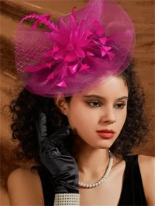A Piece Of Mesh Feather Headdress European And American Bride Exaggerated Top Hat Hair Accessories Party Dance Horse Racing Festival Headdress - Multicolor - View 6