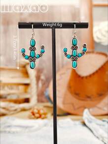 1 stuk Retro Western Style Turquoise Oorbellen, Geschikt voor Dagelijkse Cowgirl Dragen of Evenementen voor Vrouwen, Voeg Deze Vintage Oorbellen Toe Aan Uw Sieradendoos