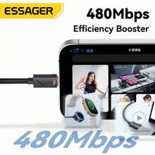 ESSAGER 3 In 1 Watch Wireless Charging Data Cable Type C To Type C Ios For Mobile Phone Watch Fast Charging Cord Suitable For Office, Dorm, And Home Wireless Charger