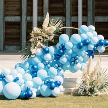 Set de 38 piezas de decoraciones de globos de metal azul y blanco con confeti multicolor - Ideal para revelación de género, cumpleaños, reuniones de adolescentes, bodas y despedidas de soltera - Azul - Ver 5