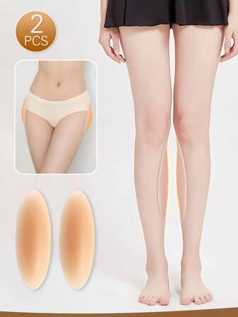 2pcs Women's Sexy Invisible Design Reusable Buttocks Silicone Pads, Used To Physically Enhance The Buttocks On Both Sides And Shape The Body, Support The Hips And Buttocks Patches That Show Enlargement, Suitable For Ladies Of Various Body Types