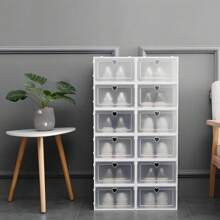 Youyijia 12x White Plastic Shoe Storage Boxes Drawer Stackable Foldable Durable Organiser