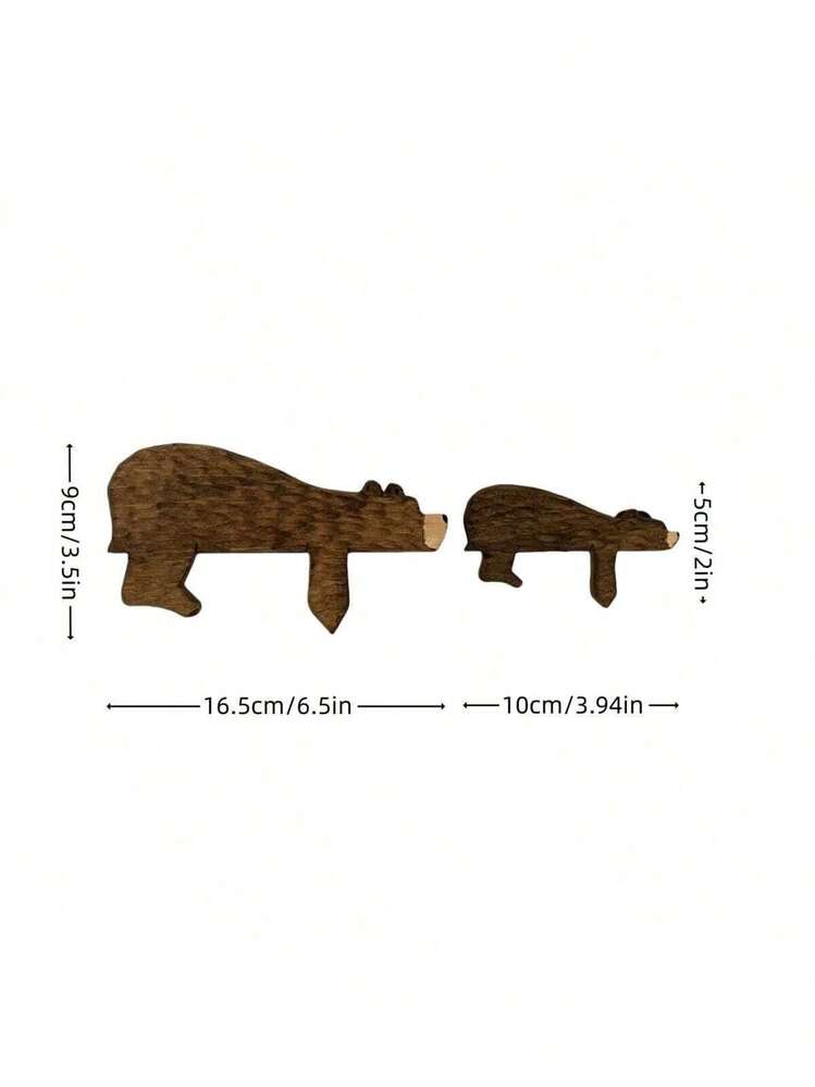 1pc/2pcs Wooden Forest Theme Decor For Kids Room, Boho Style Wooden Wall Art, Sleeping Bear, Shelf For Classroom, Bedroom, Nursery, Home Christmas Gift, Ideal Surprise Present - Multicolor - View 3