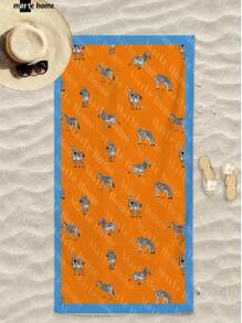 Printed Beach Towel - Coral Orange - View 2
