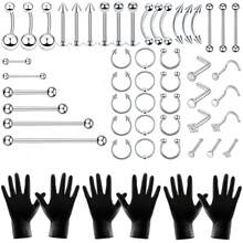 Piercing Kit With Piercing Tools For Nose Septum Ear Lip Belly Button Tongue Tragus Cartilage For All Body Piercing - Silver - View 12