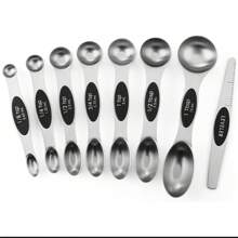 8/13/17 件套装，量杯和量匙套装，不锈钢量杯和量匙套装，双面磁性量匙套装，带间隙刻度量杯和量匙套装，适用于干性和液体成分 - 厨房工具 - 烘焙用品