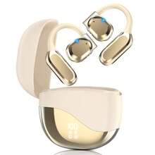 人工智能翻译耳塞实时，耳塞翻译器，语言翻译耳机，HiFi 音效，144 种语言，适用于旅行、商务、音乐、学习，适用于苹果手机、iPad、笔记本电脑，适用于 IOS、Android 用户，适合家人、朋友、孩子、生日、春天、男朋友、女朋友、节日、复活节 2034 的时尚无线耳塞带 LED 显示屏 - 触摸控制，入耳式耳机，无线耳塞运动音乐游戏 - 金色 - 查看 1