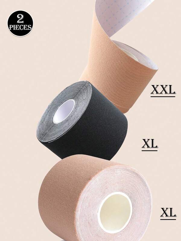 2 Volumes (Best Annual Price) Collapsible/Collapsible/Collapsible Chest Lift/Traceless Self-Adhesive Bandage, (Khaki/Black) Size Can Be Cut One Piece Of Collapsible Invisible Nipple Tape, Invisible Lift Traceless Self-Adhesive Disposable Anti-Protruding Sports Bandage, Breast Lift Tape Elastic Chest Tape, Universal Size A-F