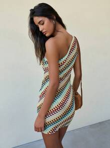Vestido de moda sin mangas de color contrastante asimétrico para mujer Doris