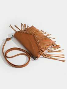 Vintage Personalized Fringed Multilayer Crossbody Bag, Suitable For Street Wear, Parties, Gatherings - Brown - View 9