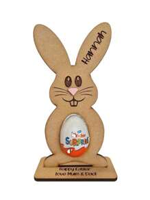 1pc Customized Rabbit Decor, Rabbit Chocolate Egg Stand Wooden Tabletop Ornament Craft Item, Suitable For Birthday, Easter, Couple Gifts