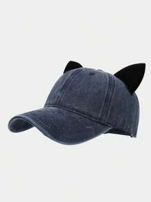 Velvet Cat Ear Baseball Cap For Women, Summer Soft Top Baseball Cap, Fashionable Student Couple's Unique Hat For Men.