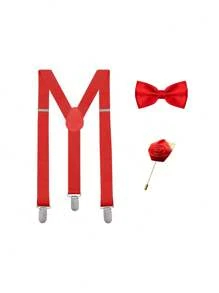 1 套男士领结、吊带、胸针组合，适合宴会和派对，适合外出装扮婚礼派对，也适合秋冬配饰万圣节服装，适合青少年、青年、男士、休闲、户外、运动、度假、毕业礼物、生日、日常穿着