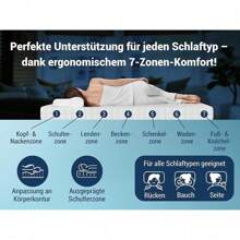 Betten-ABC - OrthoMatra (KSP-500) - 140x200 cm (H2) - 7-Zonen Matratze aus Kaltschaum - Hypoallergen & Antibakteriell - Oeko-TEX® Zertifiziert - Bezug abnehmbar & waschbar - Lieferung per Paket - Weiß - Übersicht 4